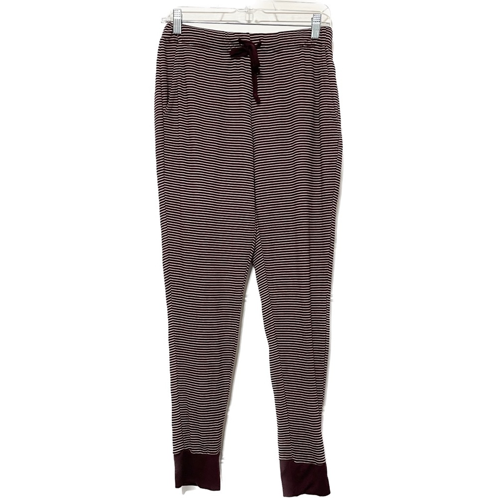 BORN | Maroon Drawstring Horizontal Stripe Pajamas Size Large A85